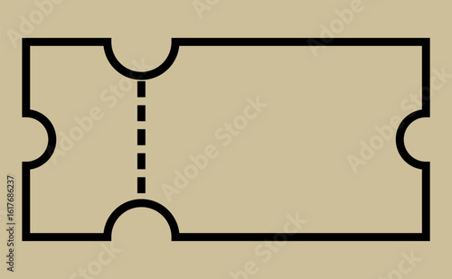 Blank ticket stub illustration. Vector icon for admission, raffle, event entry. Customizable graphic template for promotions and entertainment.