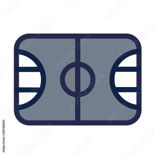 Simple line icon of a futsal court. Vector graphic of an indoor sports field for game or competition concepts.