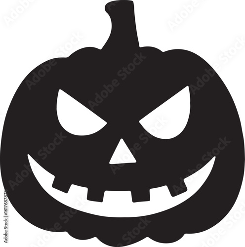 Black jack o lantern silhouette isolated on transparent background