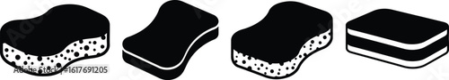 Sponge Pad Silhouette Icon Vector Set - Essential Cleaning Tools