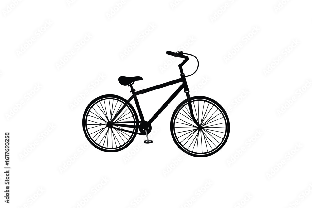 Fototapeta premium Simple Black Silhouette of a Bicycle on White Background
