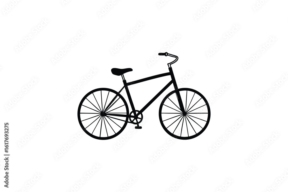 Simple Black Silhouette of a Bicycle on White Background Simple Black Silhouette of a Bicycle on White Background