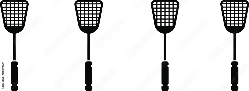 Fototapeta premium Swatter Handle Silhouette Icon Vector Set - Pest Control Grips