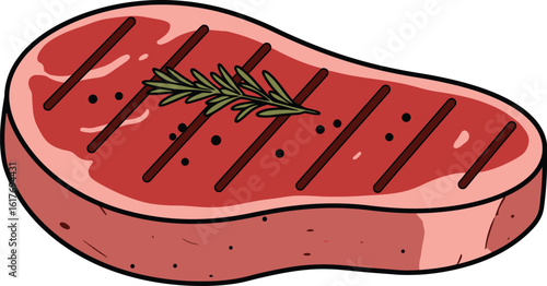 A juicy grilled steak with herbs and seasoning, isolated on white background, is a delicious and proteinrich meal option