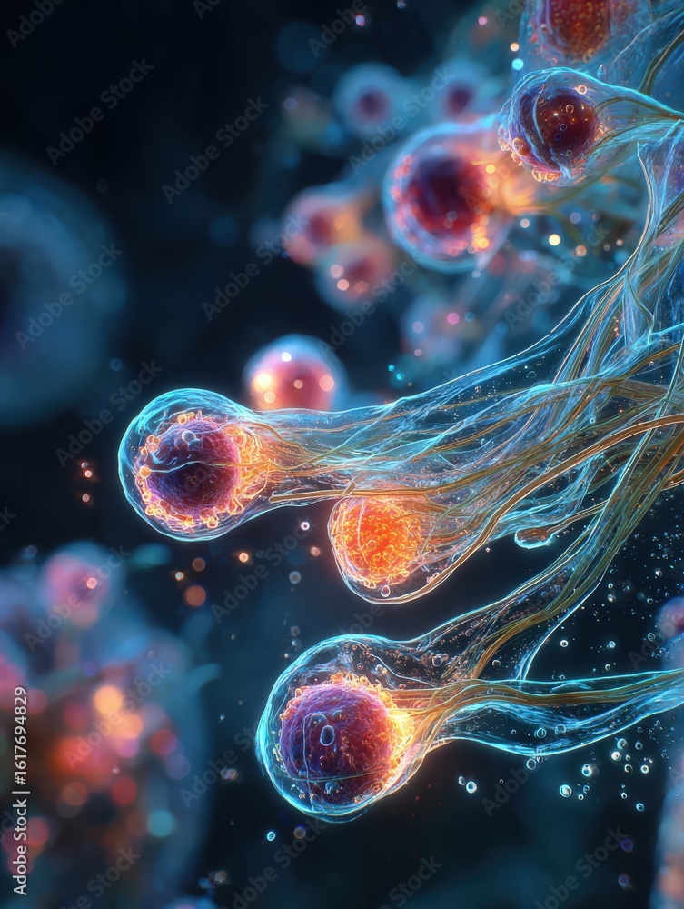 Obraz premium Microscopic view of sperm cells illustrating reproductive biology