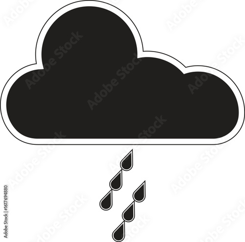 Cloud with moderate rain icon, rainy weather forecast symbol for meteorology UI design and app illustrations with transparent background