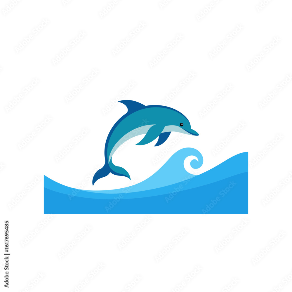 Fototapeta premium dusky dolphin jumping in front of a wave