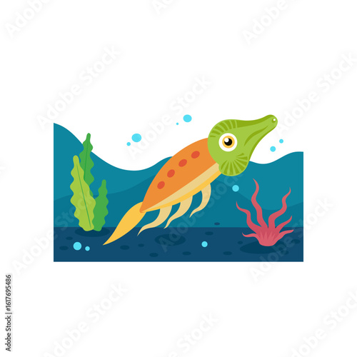 cuttlefish changing colors near ocean floor