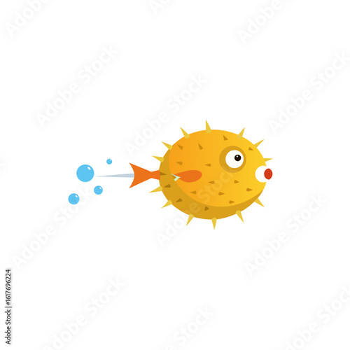 pufferfish expanding underwater in self defense