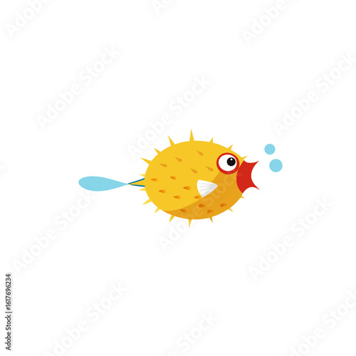 pufferfish expanding underwater in self defense