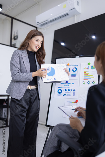 businesswoman working together with marketing strategy analysis at meeting room.