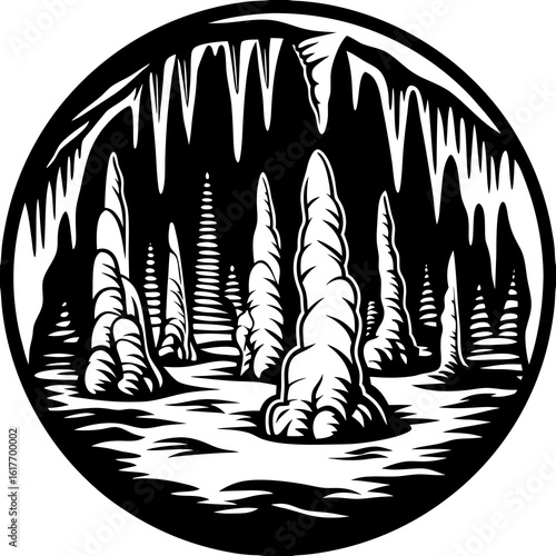 stalagmite (linocut style)