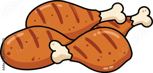 A pile of grilled chicken drumsticks, cooked to perfection and isolated on white background