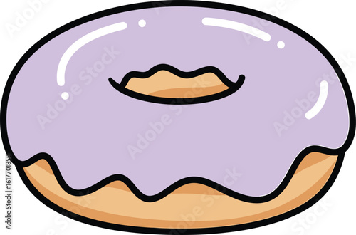 A delightful purple glazed donut isolated on white background, a perfect sweet indulgence