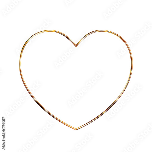 Golden heart shape outlined in a metallic, warm-toned, glowing frame against a black background