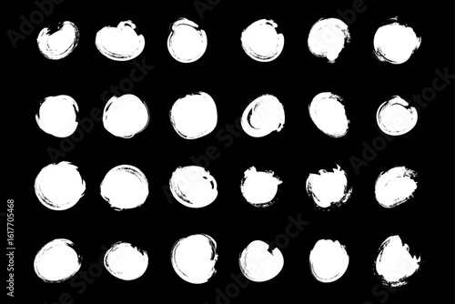 Set of grunge circle brush, dirty grungy ellipse shape. hand drawn artistic acrylic brush shape, rough texture background