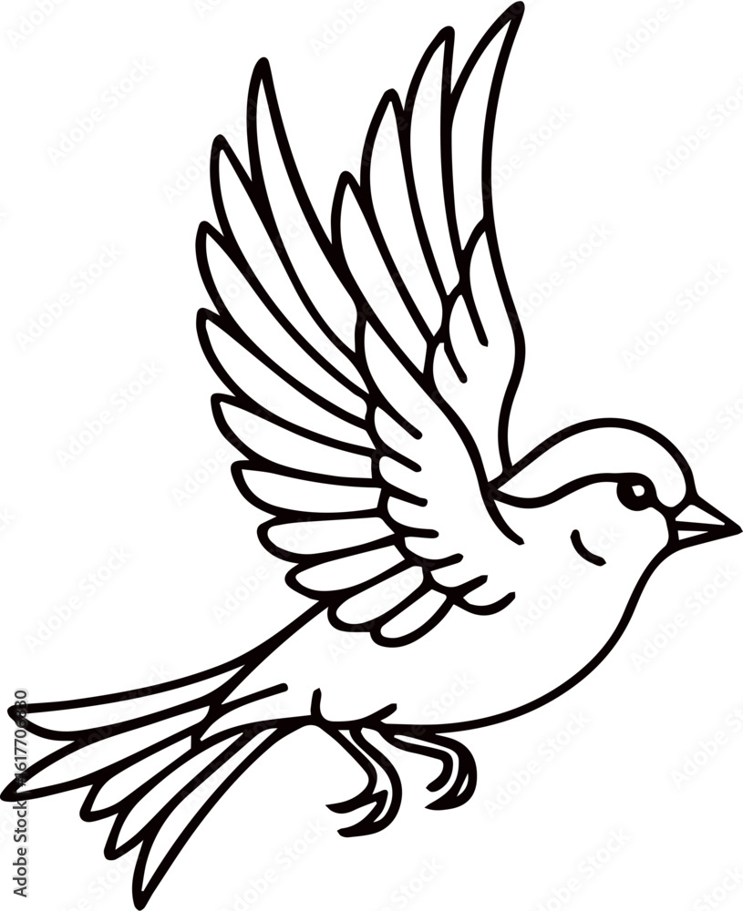Obraz premium Sparrow outline drawing Svg Png