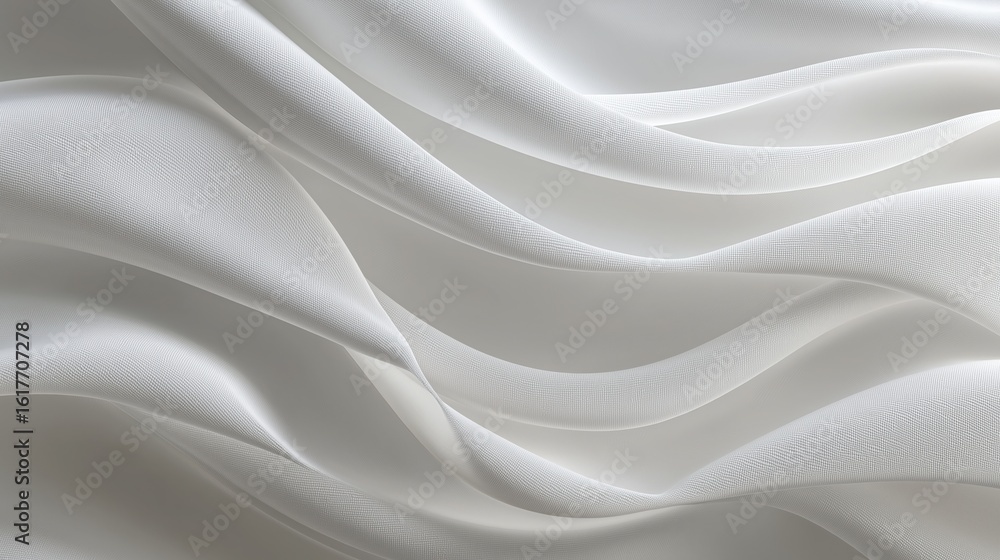 Obraz premium Elegant white fabric with gentle waves and subtle textured patterns