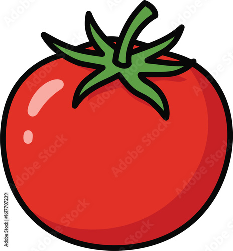 A fresh red tomato isolated on white background, a healthy and versatile vegetable