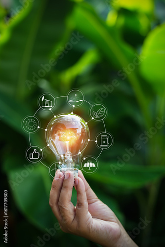 light bulbs green on background