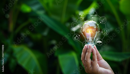 light bulbs green on background