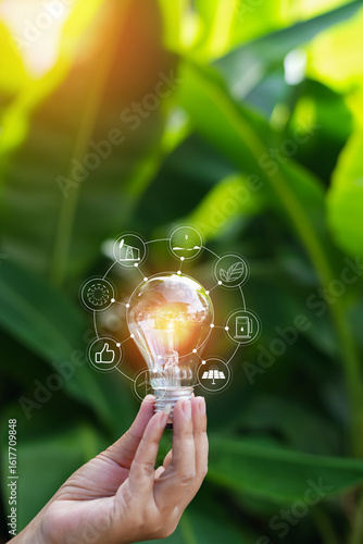 light bulbs green on background