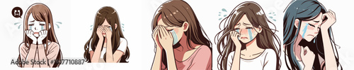 VECTOR IMAGE OF A WOMAN CRYING WITH WHITE BACKGROUND