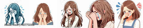 VECTOR IMAGE OF A WOMAN CRYING WITH WHITE BACKGROUND