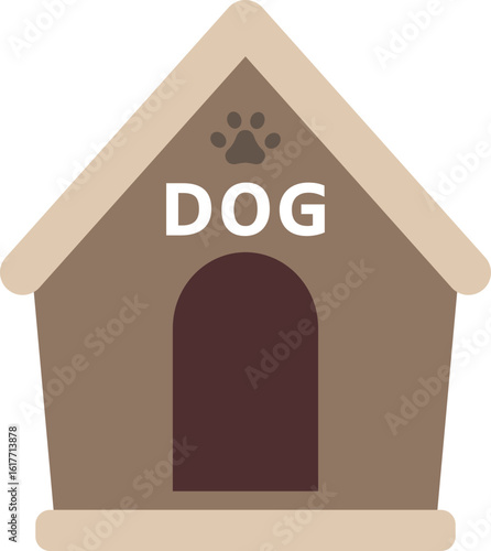 Cute doghouse flat stock vector illustration.
Doghouse with dog paw pattern.
Dog House for Pet.
Dog house icon isolated.
Transparent background. svg.