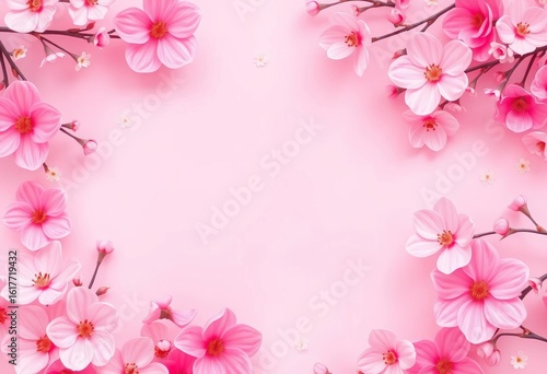 Abstract pink spring floral background with soft pastel hues and delicate flower shapes ideal for banner, poster, and web design,  colorful,  romantic