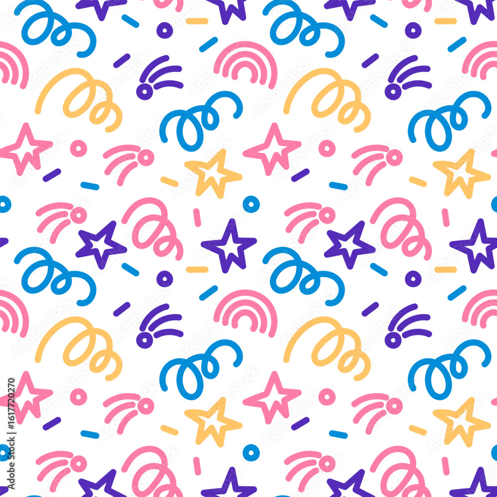 Fototapeta premium Colorful line doodle seamless pattern. .