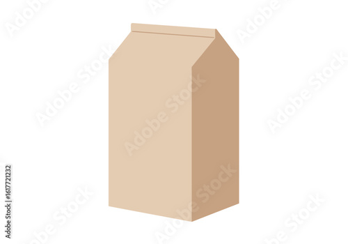A tan rectangular carton with a folded top