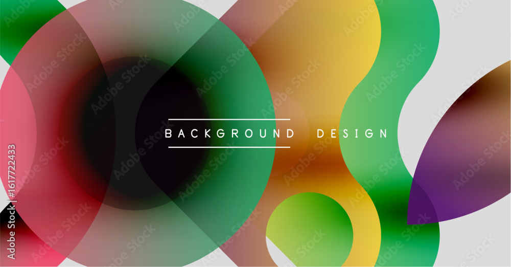 Fototapeta premium Abstract colorful circles overlap, creating vibrant gradients. Modern design elements suggest fluidity, energy, innovation. Background features smooth transitions.