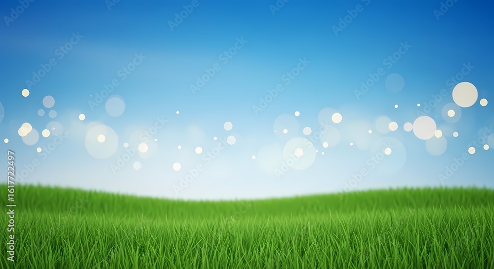 World environment day concept: green grass and blue sky abstract background with bokeh World environment day concept: green grass and blue sky abstract background with bokeh