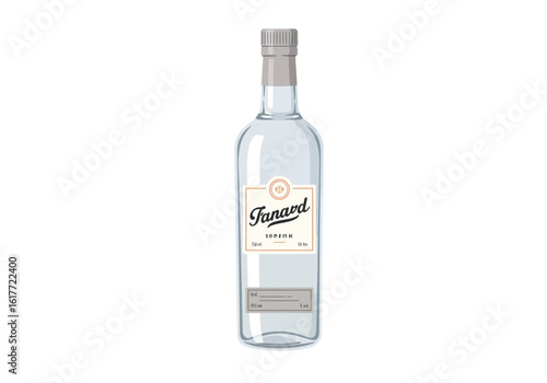 A clear glass bottle with a label reads Fanard and SODERN capped with a grey textured lid