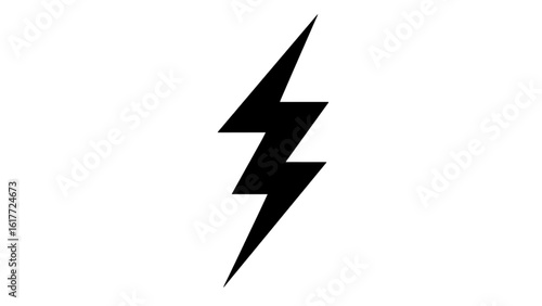 Black lightning bolt silhouette isolated on white background