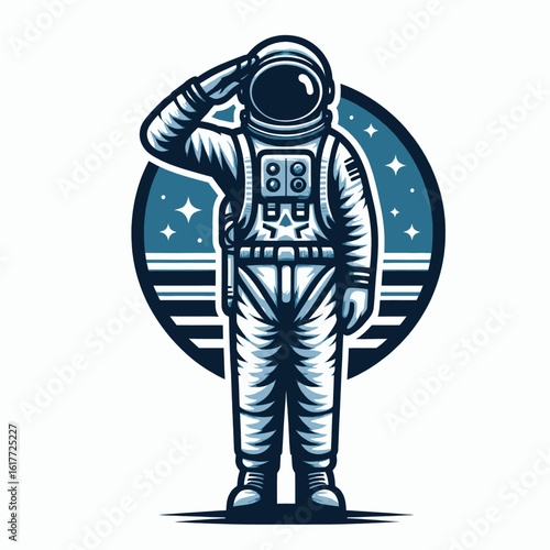 Astronaut in Saluting Pose with Detailed Spacesuit Design