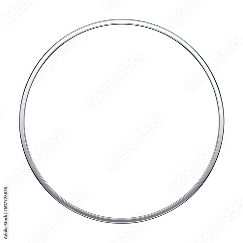 A perfect, metallic silver circle, outlined with a slightly thicker,  reflective band