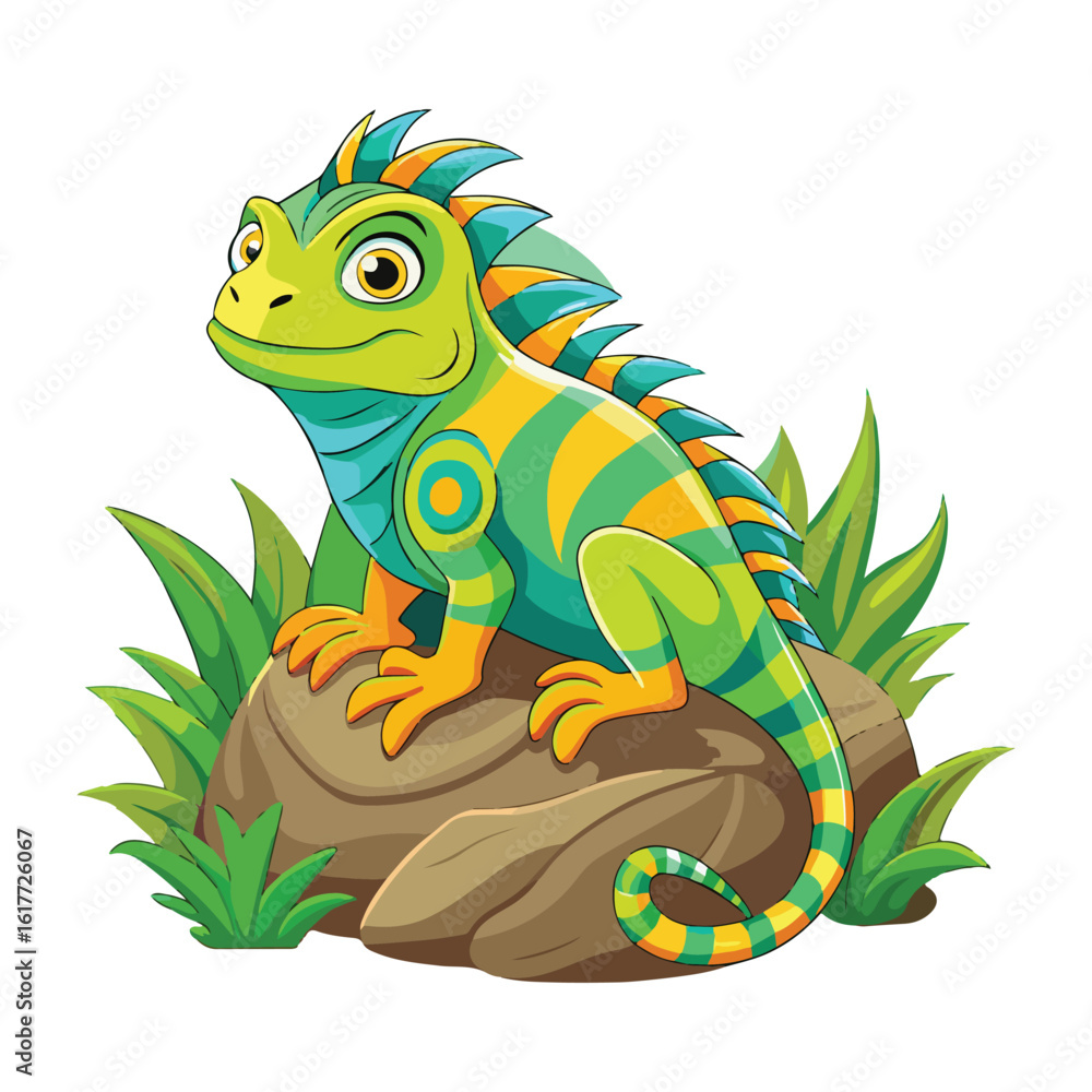 Obraz premium A drawing of a funny vector Iguana illustration