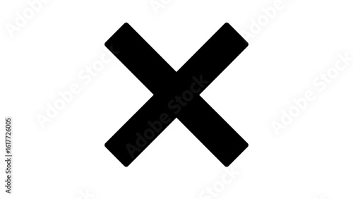 Black cross symbol isolated on white background