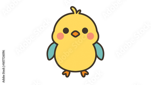Cute cartoon chick isolated on white background
