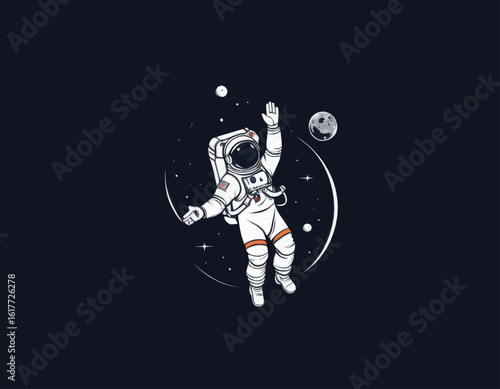 Astronaut Floating in Space with Celestial Bodies