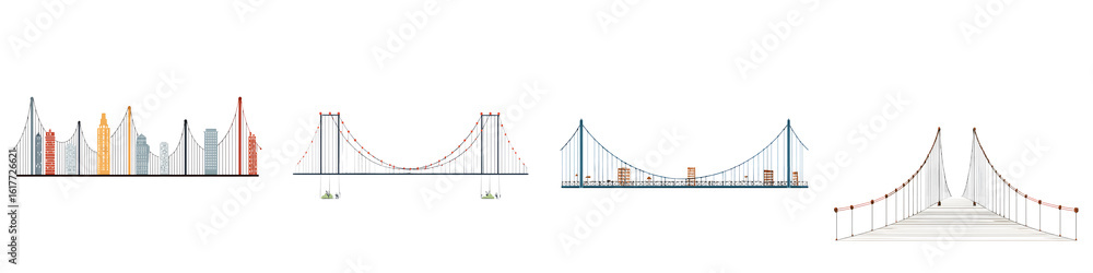 Fototapeta premium Bridges of the World - Vector Silhouette Set