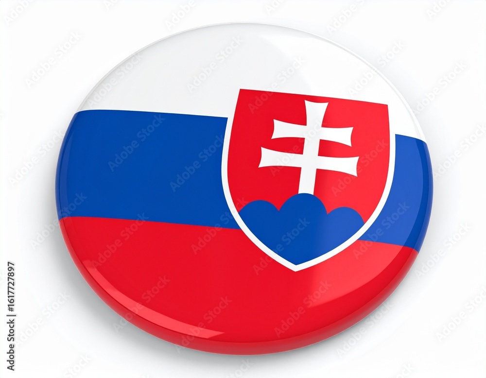 Obraz premium Slovakia Flag Button on White Background