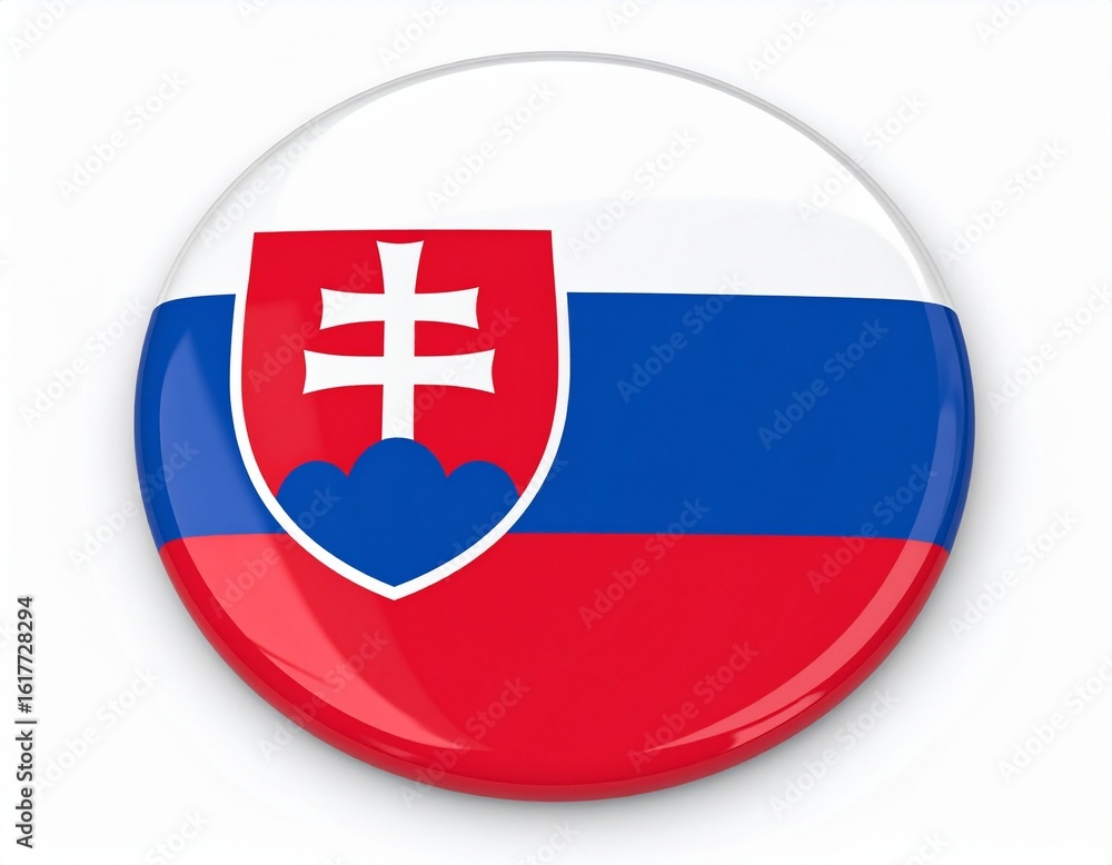 Obraz premium Slovakia Flag Button on White Background