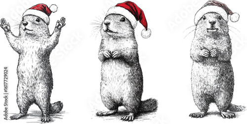 Marmot_in_a_Santa_hat_standing_on_its_hind_legs
