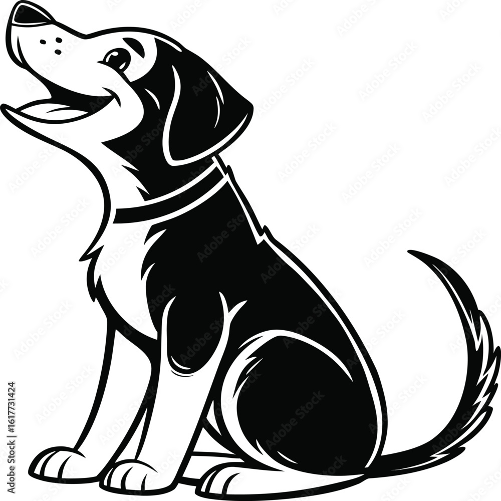 Obraz premium Sitting Dog with Wagging Tail