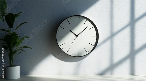 Wallpaper Mural Minimalist timepiece sleek wall clock with clean lines against pure white monochromatic design subtle shadow play embodiment of modern simplicity and precise timekeeping Torontodigital.ca