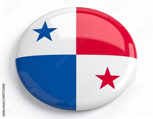 Free Download Panama Flag Button with Chrome Ring on White Background - GFXLoad