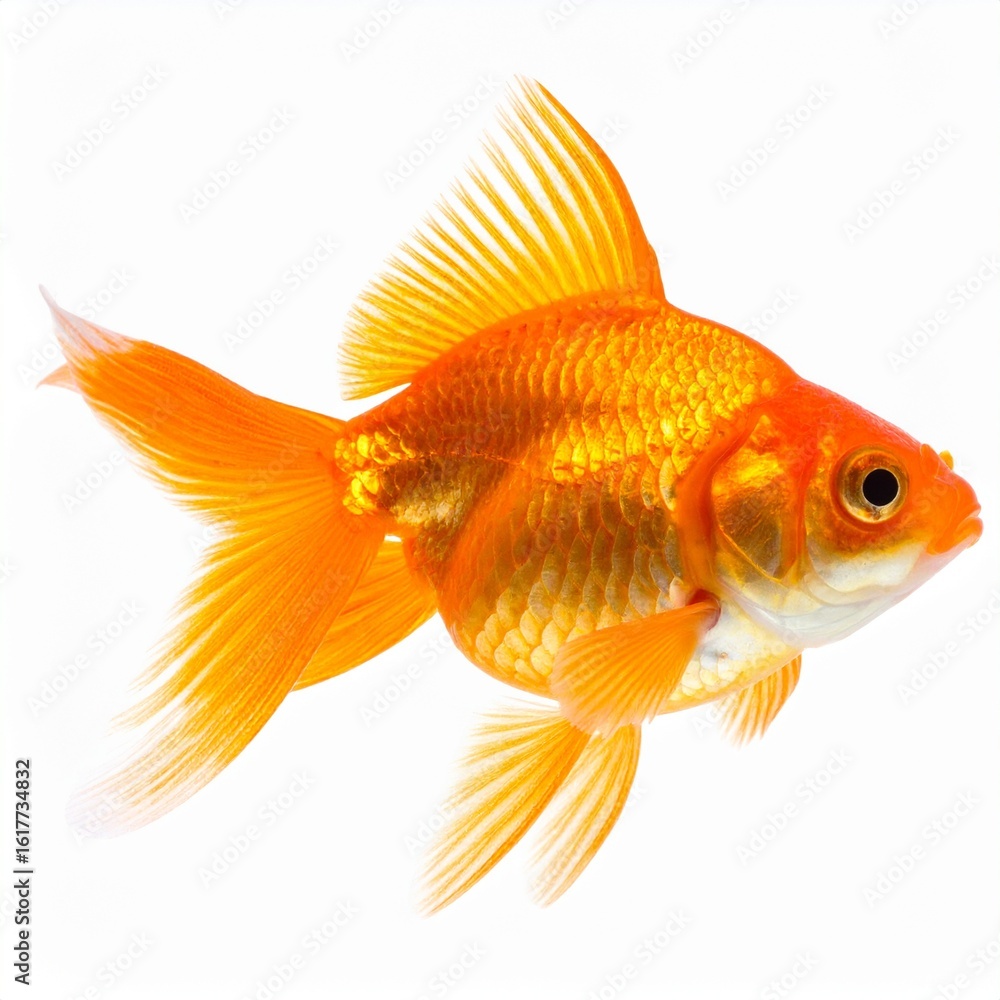 Fototapeta premium Vibrant Orange Goldfish Isolated on White Background.
